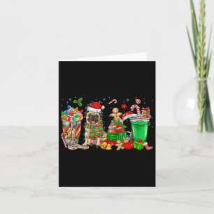 Cups von Eis Kaffee & Ampere; Mops Hund Weihnachts Karte