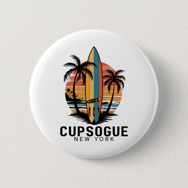 Cupsogue Beach New York Surfen Surfer  Button (Vorderseite)
