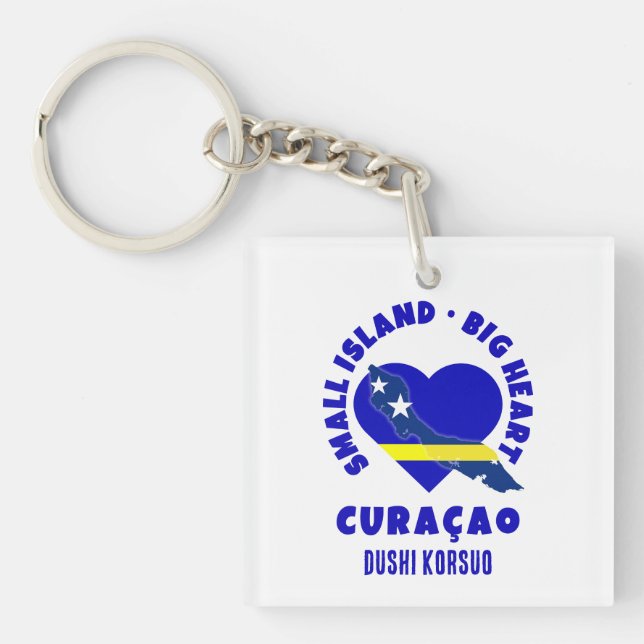 CURAÇAO Big Heart Fun Custom Dushi Korsuo Schlüsselanhänger (Vorderseite)