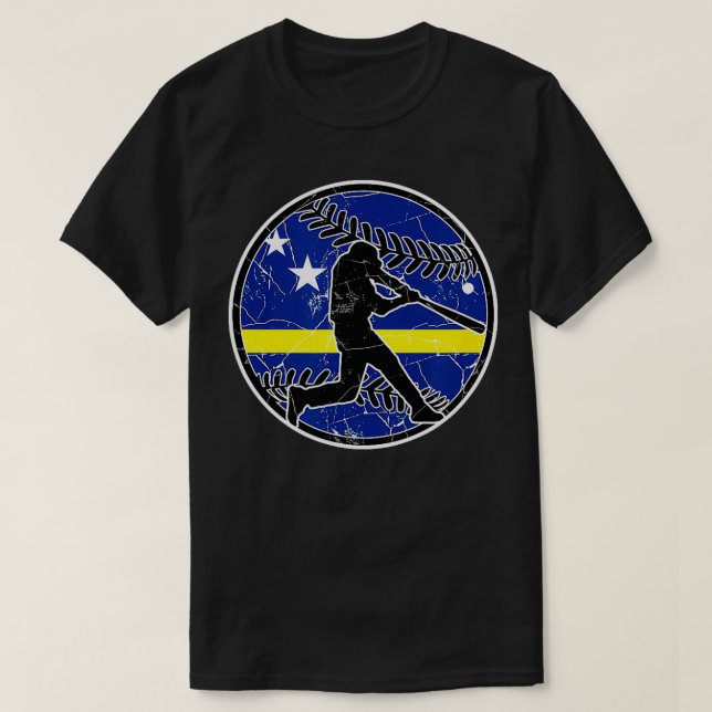 Curacao Flag Baseball Hitter Baseball Softball Cur T-Shirt (Design vorne)