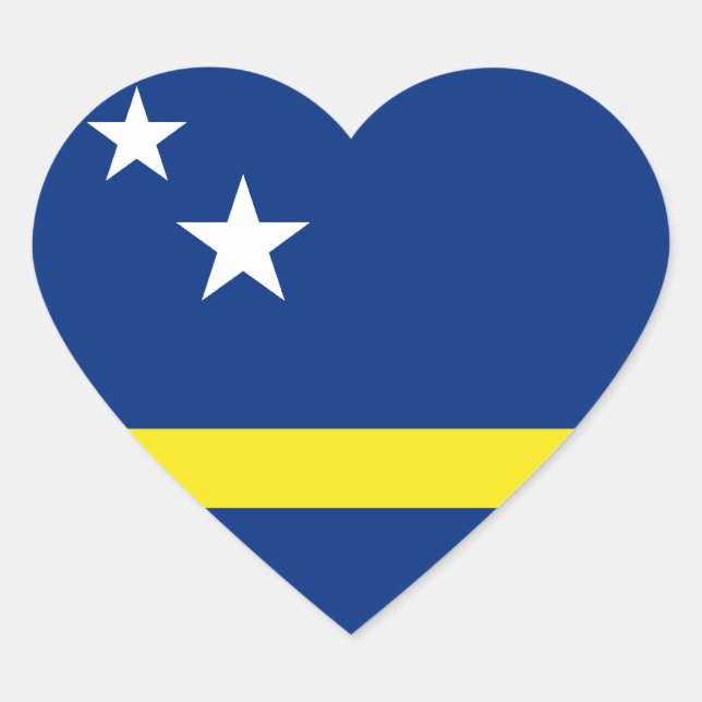 Curaçao Flag Heftsticker Herz-Aufkleber (Vorderseite)