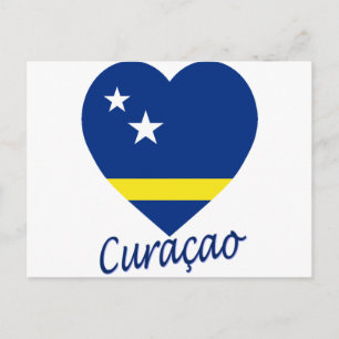 Curacao Flag Herz Postkarte