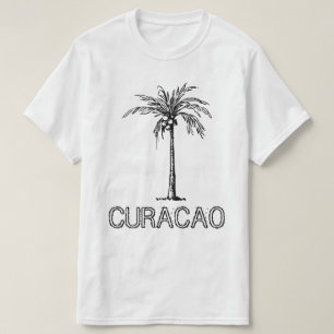 Curacao Kokosnuss-Baum Schwarz-Weiß-Design T-Shirt
