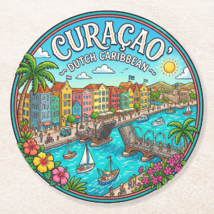 Curaçao Niederländische Karibik Runder Pappuntersetzer