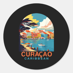 Curacao Reisen Sommerurlaub Curacao Karibik I Runder Aufkleber