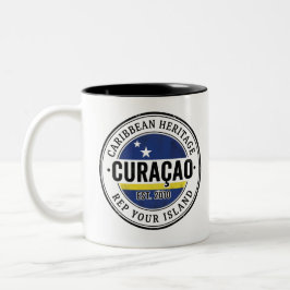 Curaçao-Reisepass-Stempel | Karibisches Erbe Zweifarbige Tasse