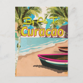 Curacao Retro Vacation Travel Poster Postkarte