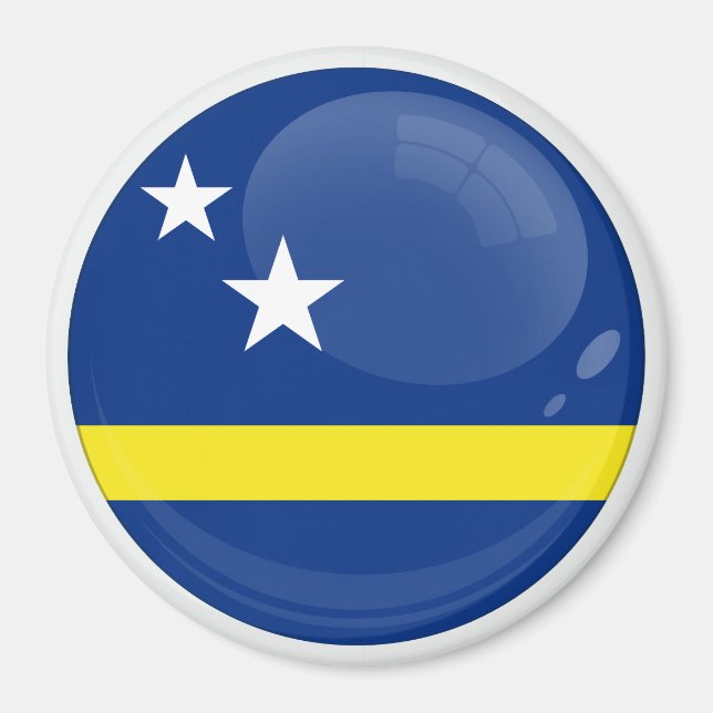 Curaçao Runde Icon Flagge Magnet (Vorne)