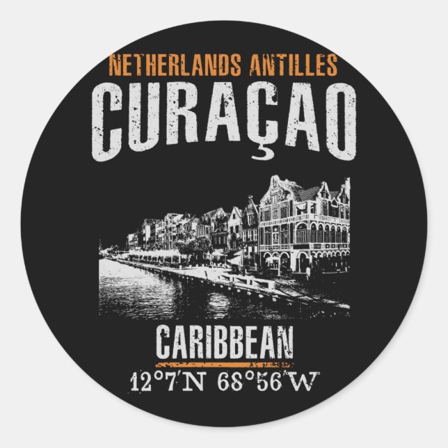 Curaçao Runder Aufkleber (Vorderseite)