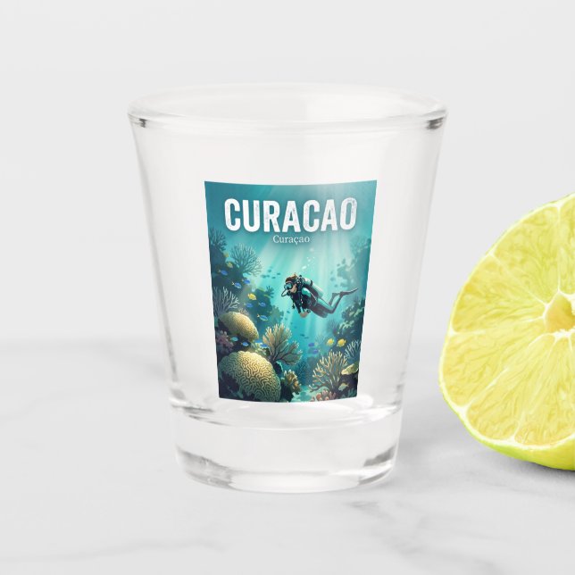 Curaçao Schnapsglas (Vorderseite)