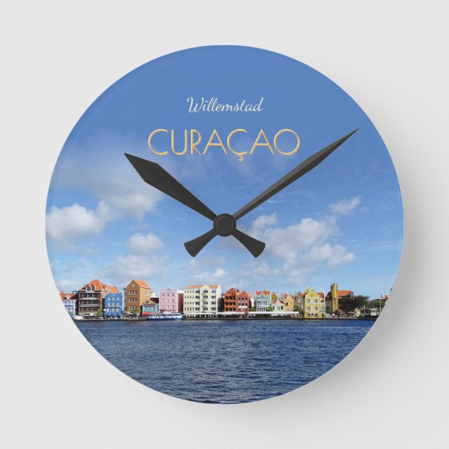 Curaçao Skyline Clock Runde Wanduhr (Vorderseite)