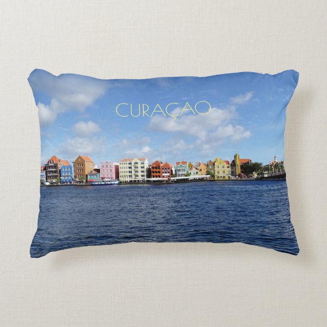 Curaçao Skyline mit/ohne Text (anpassbar) Dekokissen (Vorderseite)