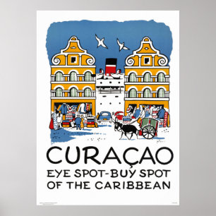 Curacao Vintage Reiseplakat restauriert Poster