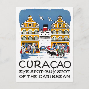Curaçao Vintage-Reiseplakat restauriert Postkarte