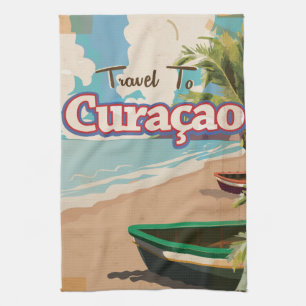 Curaçao Vintage-Reiseposter-Kunst. Geschirrtuch