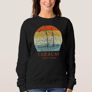 Curacao West Indies Vintag Blueprint Sailboat Vac Sweatshirt