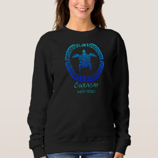 Curacao West Indies Vintag Retro Tribal Turtle Va Sweatshirt