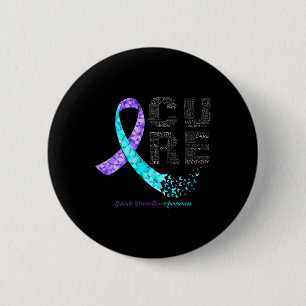Cure Blue Lila Ribbon Suizidprävention Awarene Button