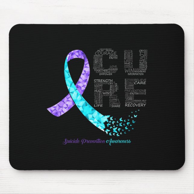 Cure Blue Lila Ribbon Suizidprävention Awarene Mousepad (Vorne)