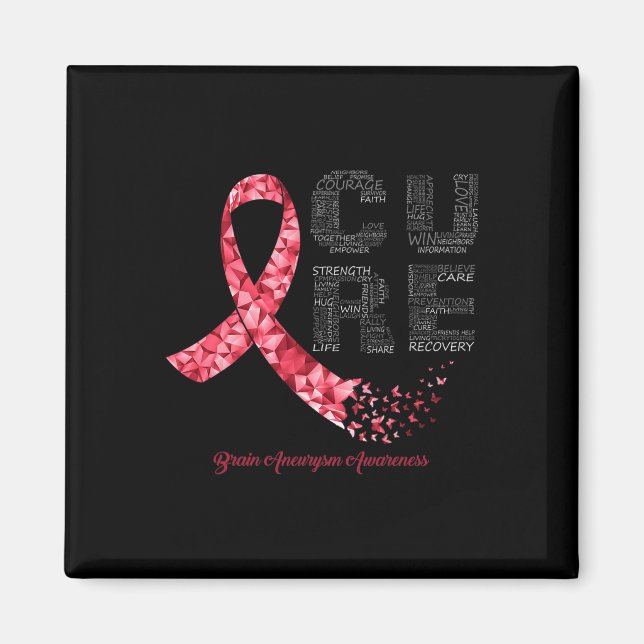 CURE Burgundy Ribbon Brain Aneurysm Bewusstsein Magnet (Vorne)
