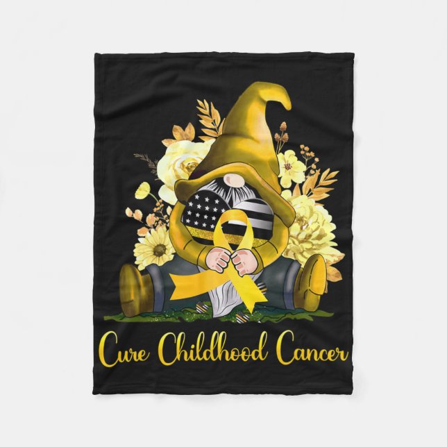 Cure Childhood Cancer Awareness Gold Ribbon Gnome  Fleecedecke (Vorderseite)