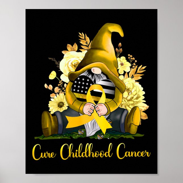 Cure Childhood Cancer Awareness Gold Ribbon Gnome  Poster (Vorne)
