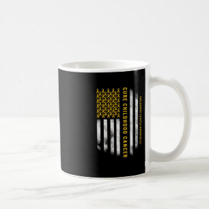 Cure Children Cancer Gold Ribbon USA Flag Support Kaffeetasse
