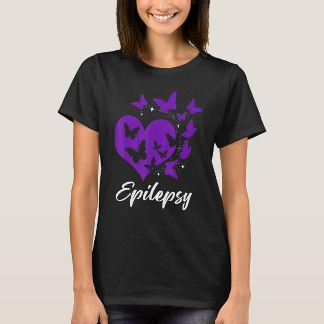 Cure Epilepsy Awareness Day Warrior Butterfly Purp T-Shirt (Vorderseite)