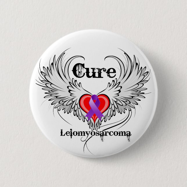 Cure Leiomyosarcoma Herz Tattoo Wings Button (Vorderseite)