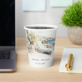 Curfu Griechenland Wasserfarbenlandschaft Hochzeit Pappbecher