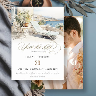 Curfu Griechenland Wasserfarbenwelt Foto Hochzeit Save The Date