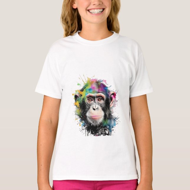 Curioso y colorido chimpancé T-Shirt (Vorderseite)