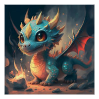Curious Blue Chibi Dragon