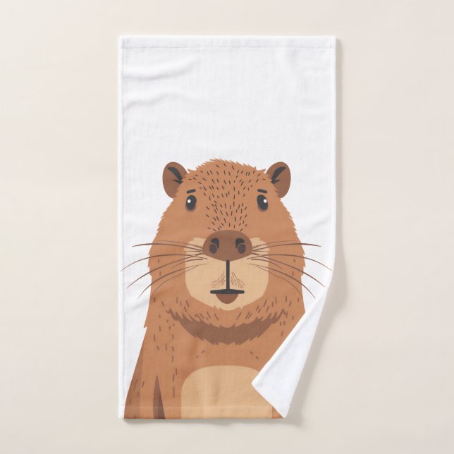 Curious Capybara Portrait Badhandtuch Set (Handtuch)