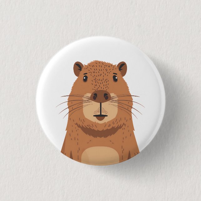 Curious Capybara Portrait Button (Vorderseite)