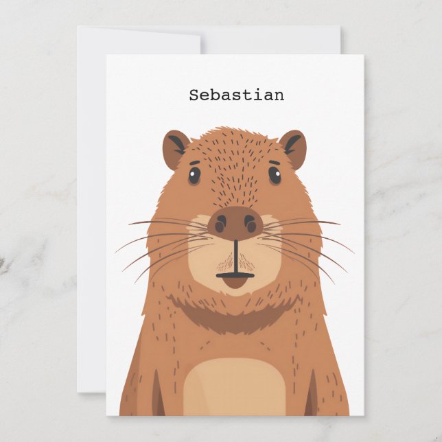 Curious Capybara Portrait Einladung (Vorderseite)