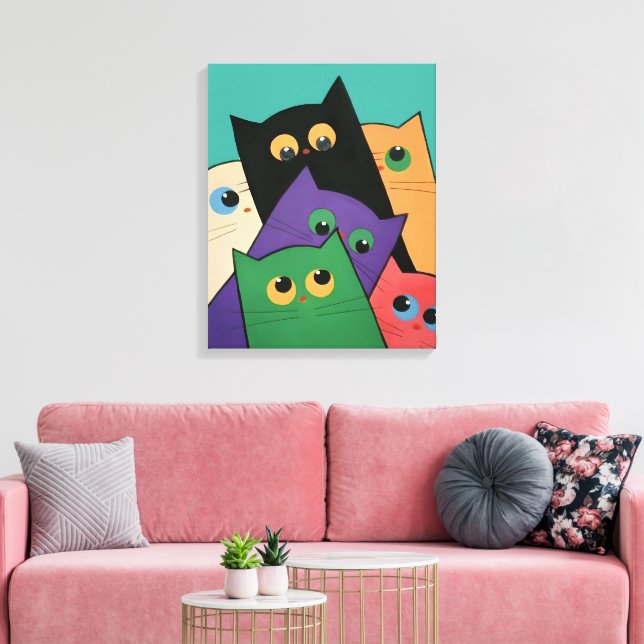 Curious Cats Leinwanddruck (Insitu (Wohnzimmer))