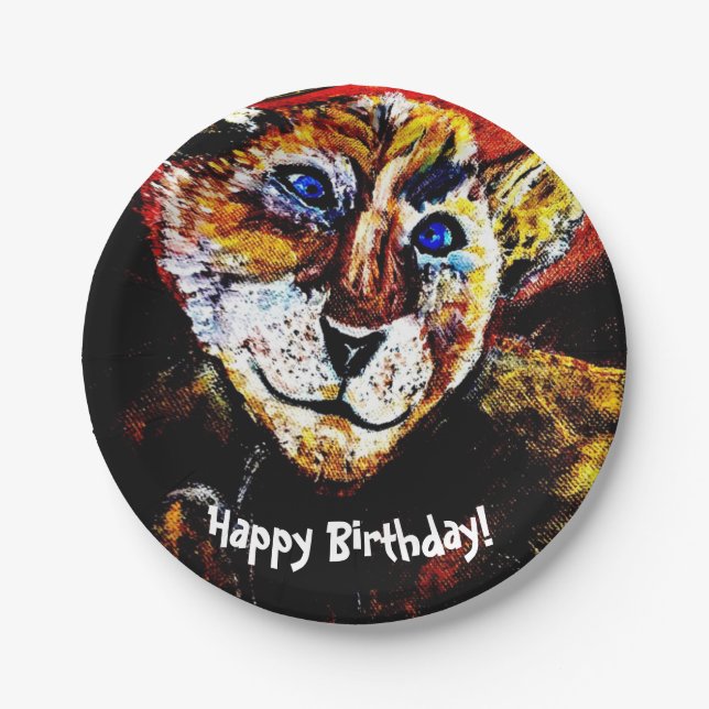 Curious Cub Tiger Birthday Pappteller (Vorderseite)