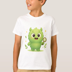 Curious Explorer Monster — Cute Green Kids Shirt