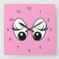 Curious Eyes Custom Colors Wall Clock - Pink