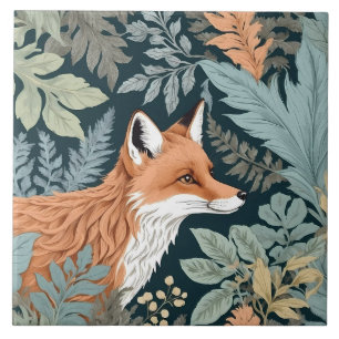 Curious Fox Fern Blätter William Morris Inspiriert Fliese