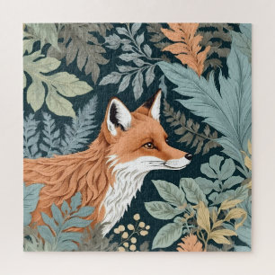 Curious Fox Fern Blätter William Morris Inspiriert Puzzle
