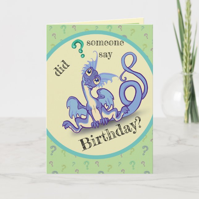 Curious lil Dragon Birthday Karte (Vorderseite)