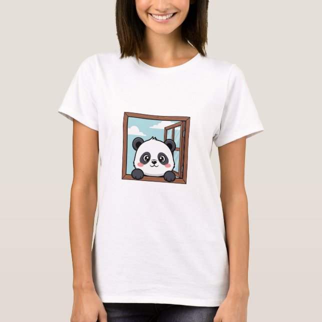 Curious Peeking Panda T-Shirt (Vorderseite)