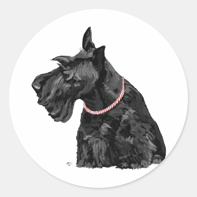 Curious Scottish Terrier Runder Aufkleber (Vorderseite)