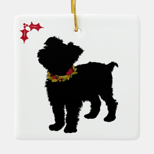 Curious Scuffy Mutt Christmas Keramikornament (Vorderseite)