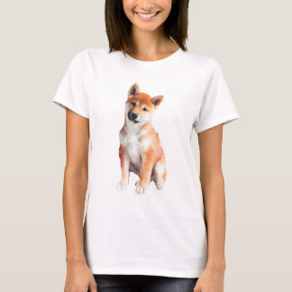 Curious Shiba Inu Puppy Watercolor Women T-Shirt