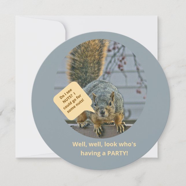 CURIOUS SQUIRREL ON FENCE LOOKING INTO HOUSE EINLADUNG (Vorderseite)