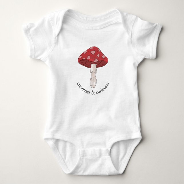 Curiouser & Curiouser Mushroom Baby Bodysuit Baby Strampler (Vorderseite)
