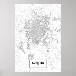 Curitiba, Brasilien (schwarz auf weiß) Poster